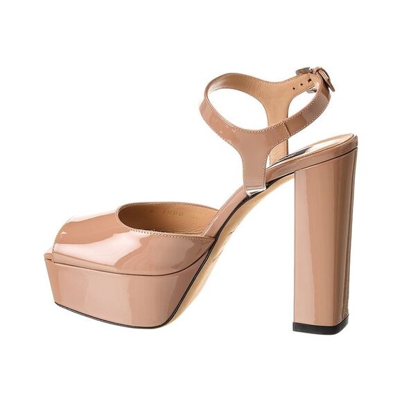 Sergio Rossi Patent Platform Sandal, Brown